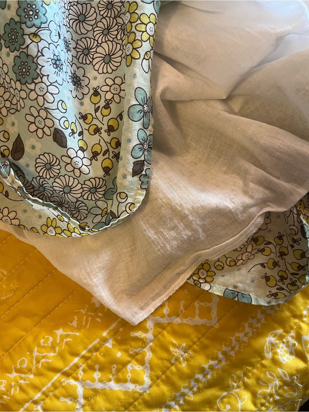 Floral Vintage Spaghetti-Strap Sundress in Aqua and Yellow - Picture 5 of 12